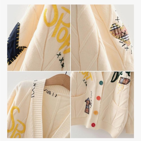 Amazon Cream Cardigan with Multicolor Buttons - Picture 3 of 4